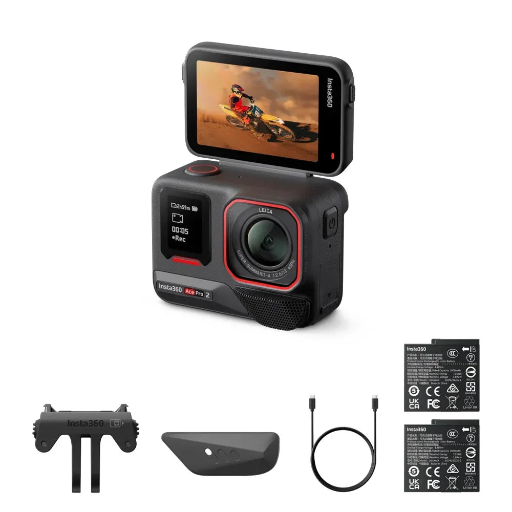 Lapgood Insta360 ACE PRO 2 Action Camera Bundle With Tripod