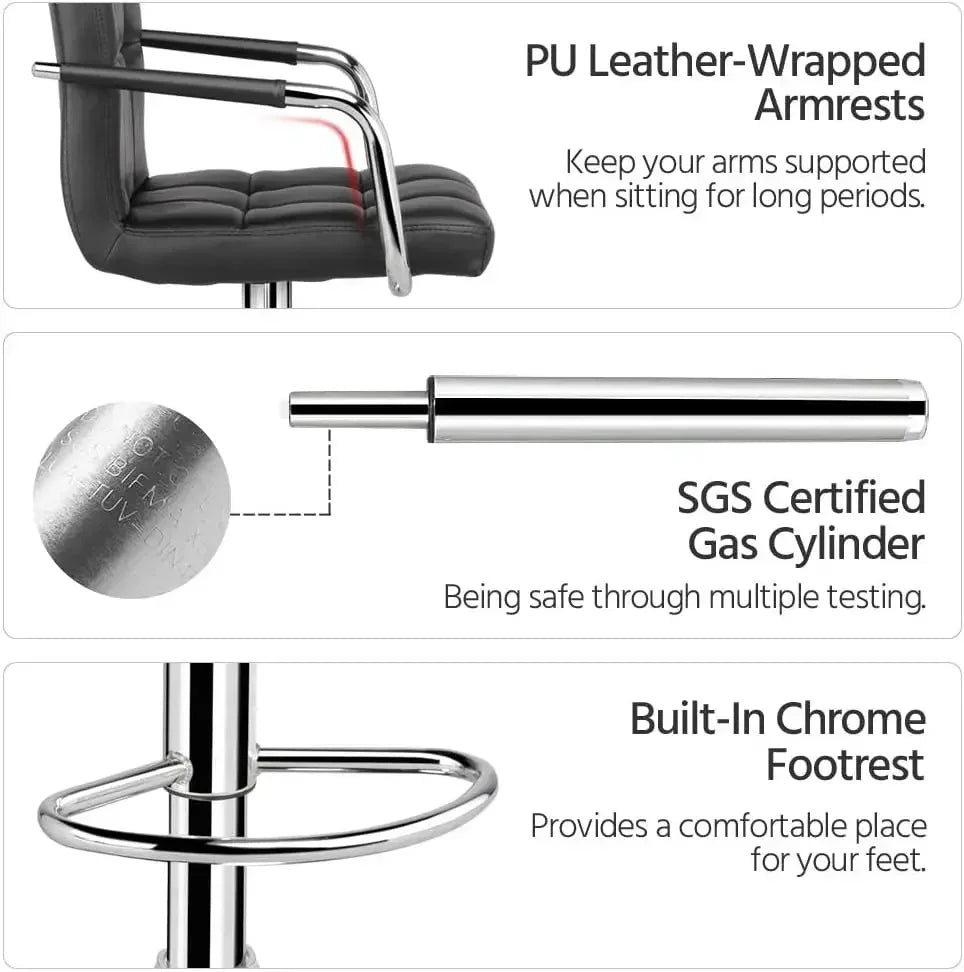 Adjustable Black Bar Stools with Armrest for Kitchen XMSJ