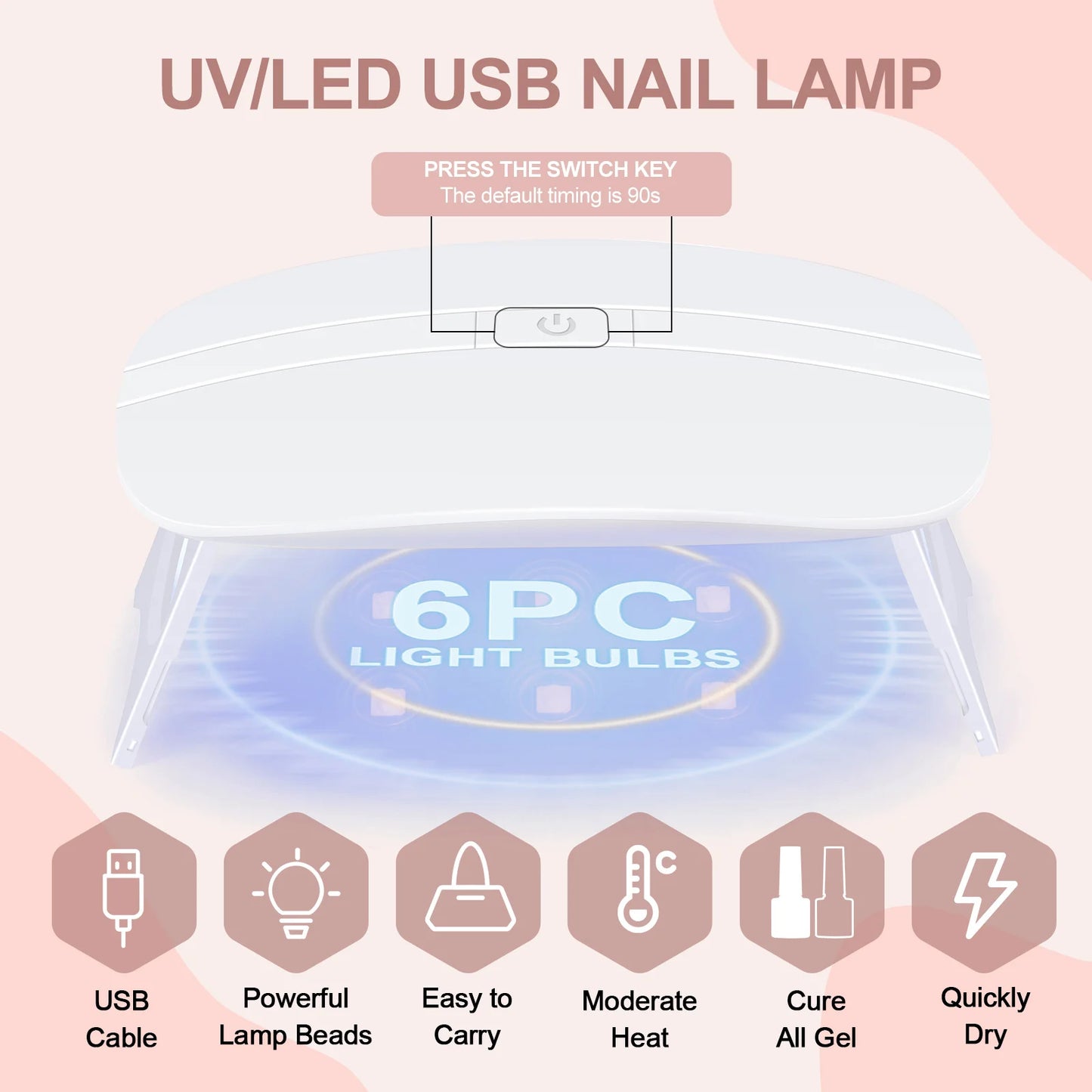 Peacecolor Manicure Kit 6W UV Lamp Acrylic Gel Polish Tools