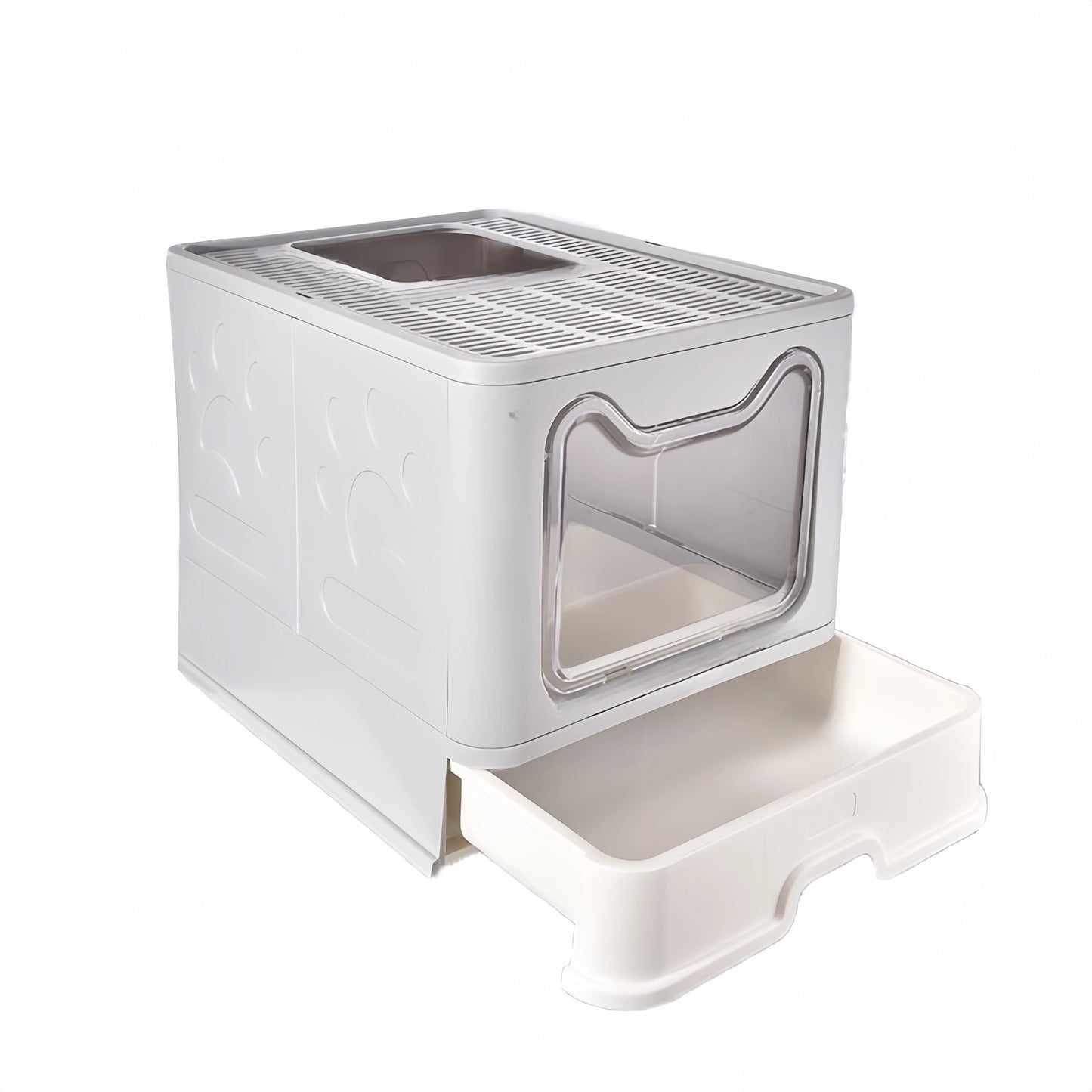 Hign-concerned Foldable Litter Box With Drawer Scooper