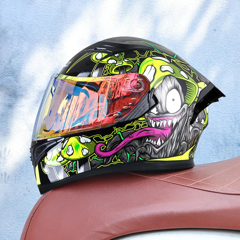 JIEKAI Full Face Motorcycle Helmet Unisex Dual Lens DOT