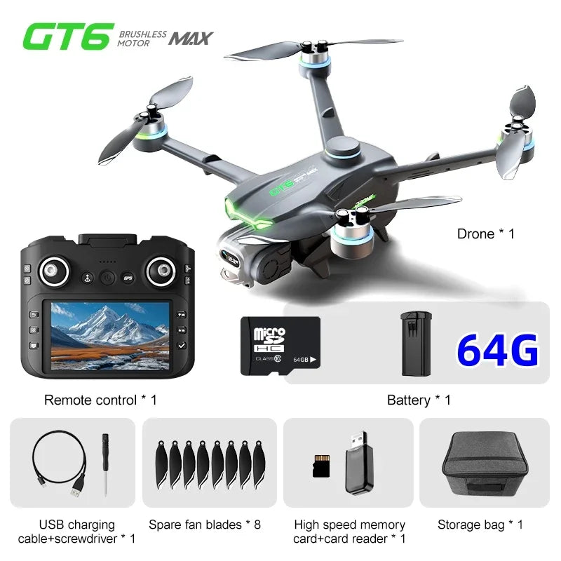 Camera GT6 Max Folding Drone With 1080p HD GPS Camera