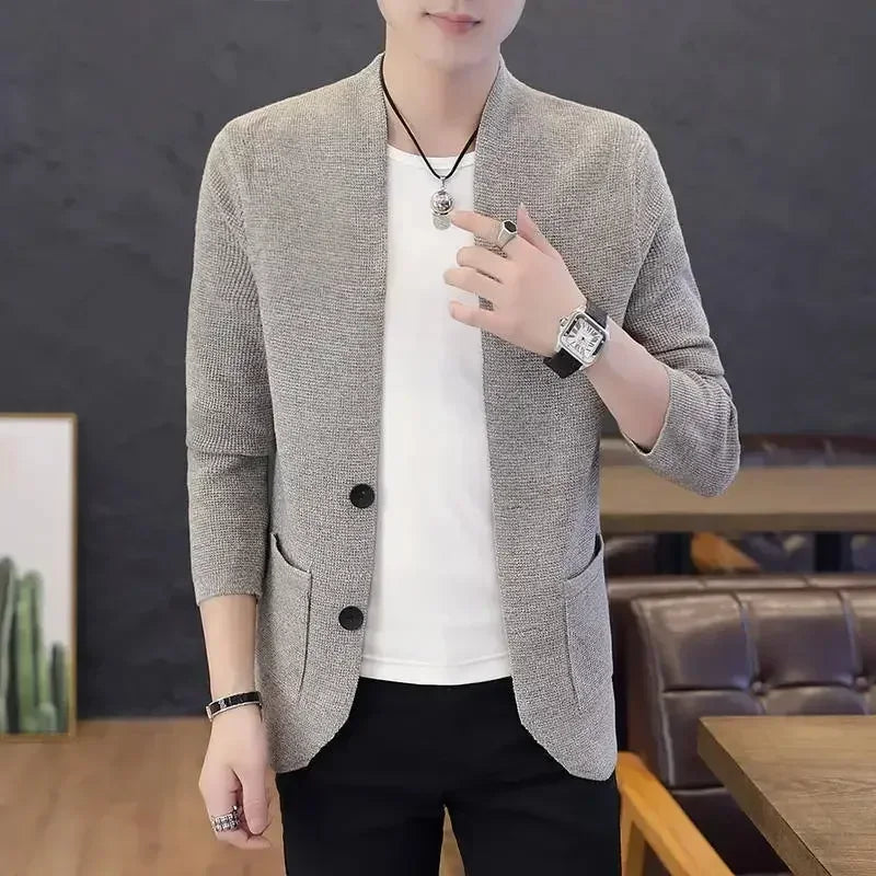 Shangkaka Knit Cardigan For Men Slim Fit Casual Sweater
