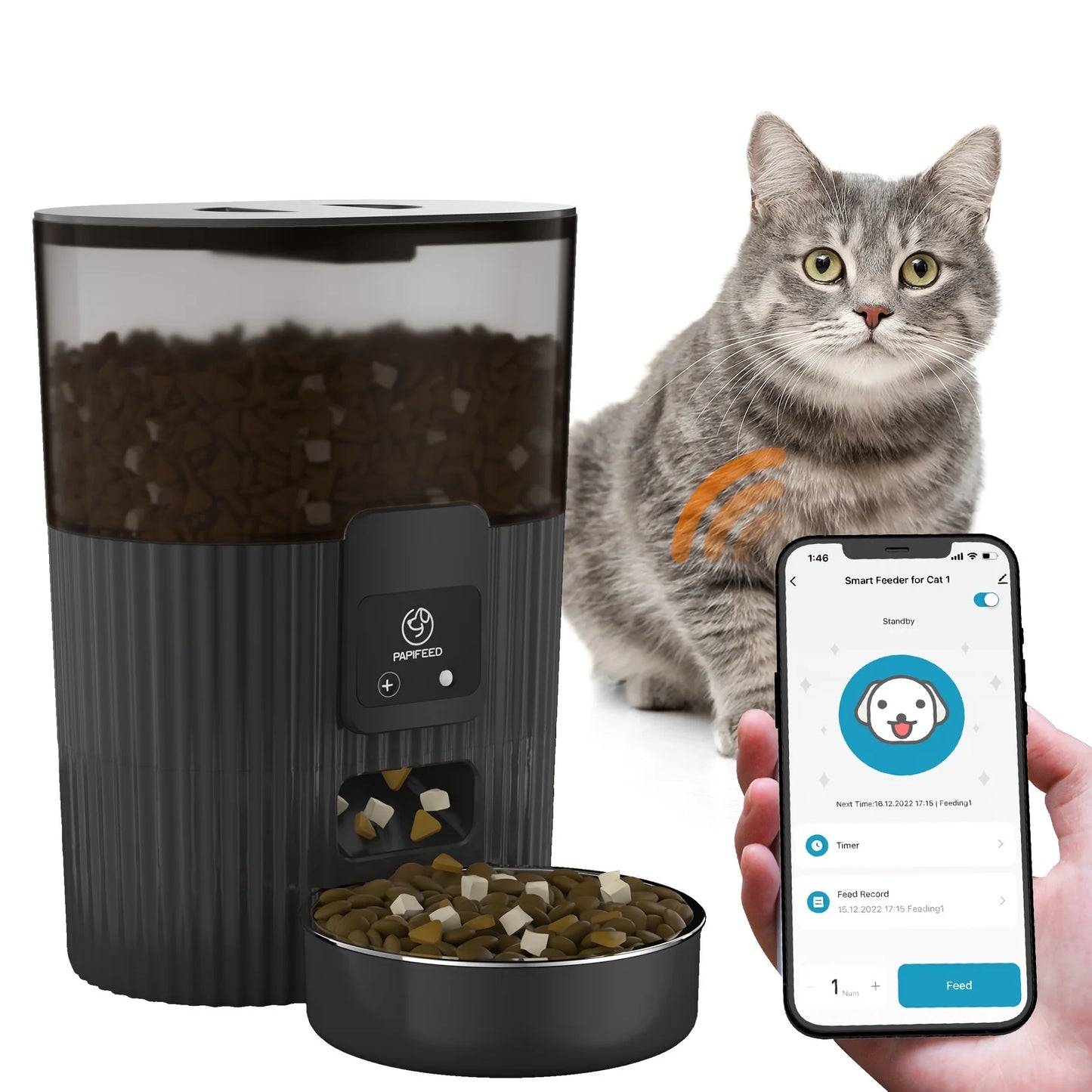 PAPIFEED Smart Cat Feeder With WiFi Control For Busy Pet Owners