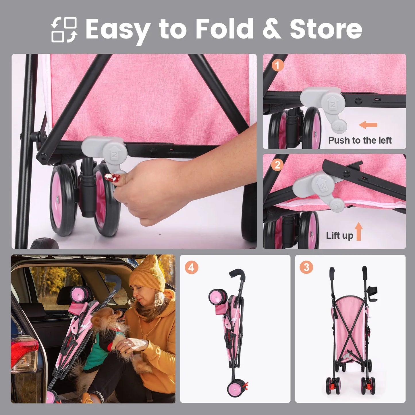 Wedyvko Pet Dog Stroller with Storage for Easy Travel