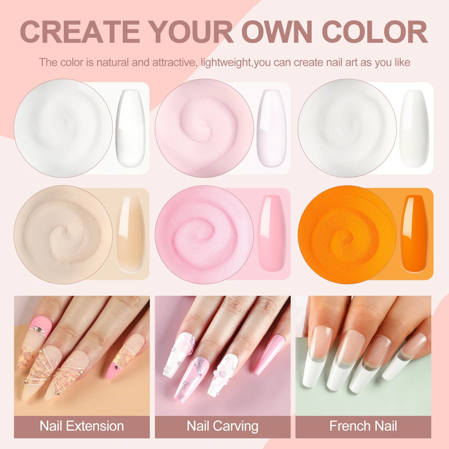 Peacecolor Manicure Kit 6W UV Lamp Acrylic Gel Polish Tools