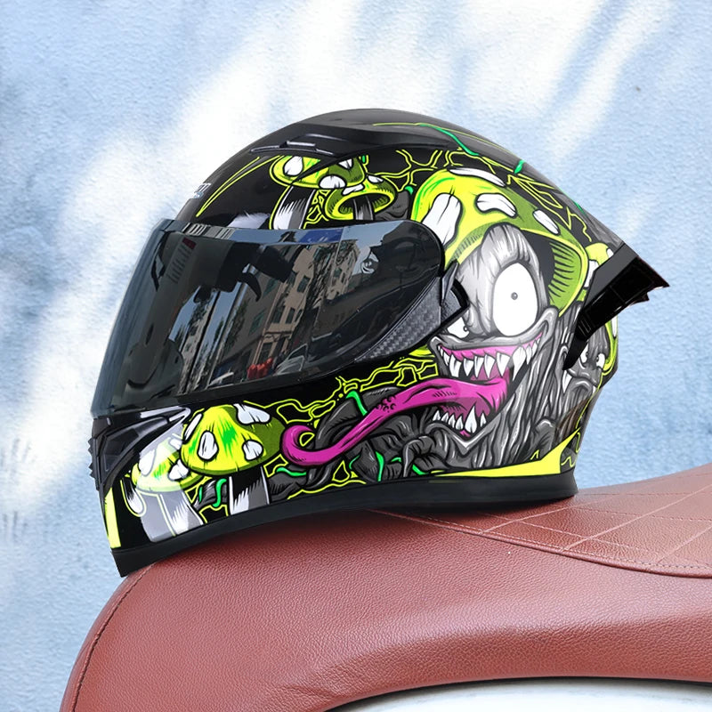 JIEKAI Full Face Motorcycle Helmet Unisex Dual Lens DOT