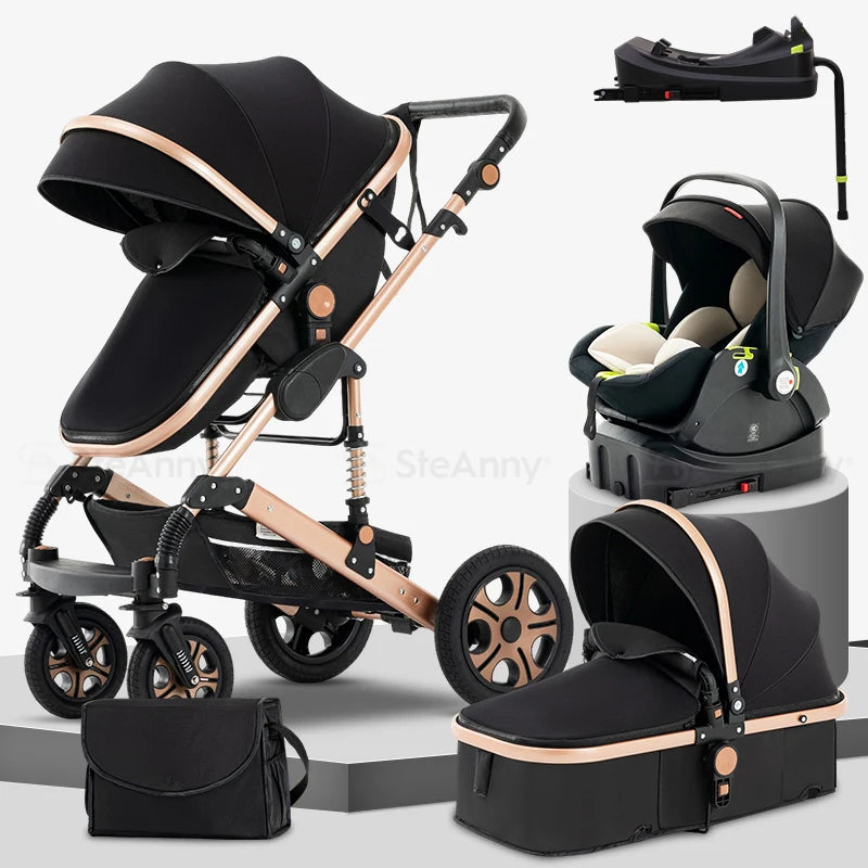 3 in 1 Baby Stroller Travel System with Isofix Base Portable
