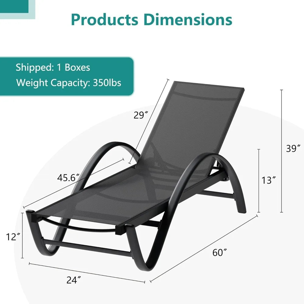 Outdoor Lounge Chairs Set Of 2 With Adjustable Backrest