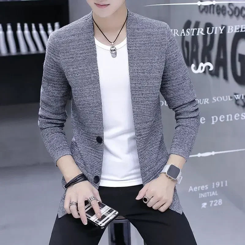 Shangkaka Knit Cardigan For Men Slim Fit Casual Sweater