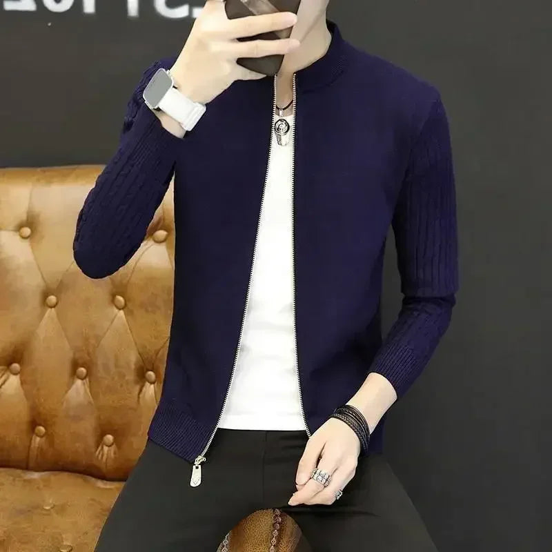 Shangkaka Knit Cardigan For Men Slim Fit Casual Sweater
