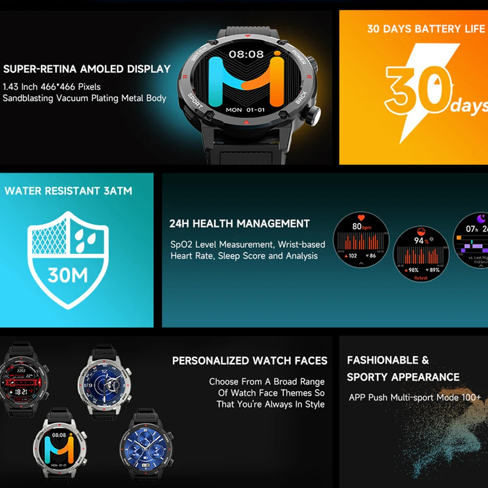 Imiki D2 Smartwatch With Super Retina Display For Men