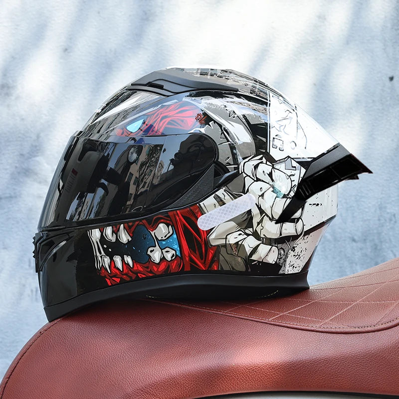 JIEKAI Full Face Motorcycle Helmet Unisex Dual Lens DOT