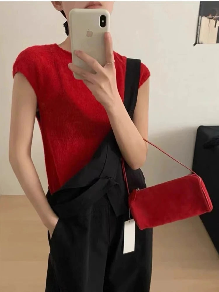 PASTECN Exquisite Pillow Bag Matte Suede Leather Crossbody