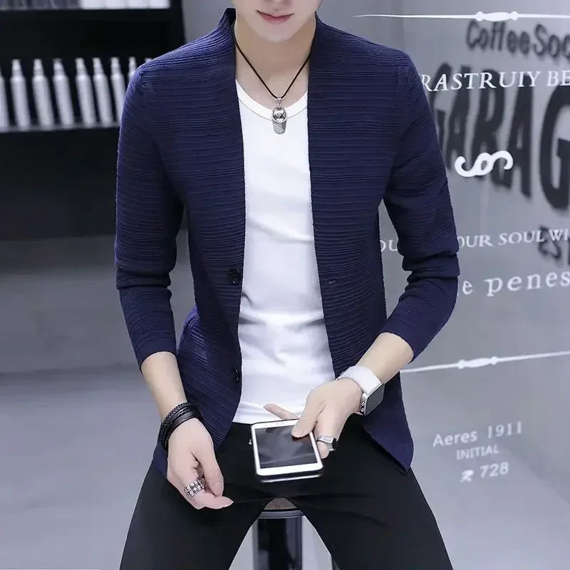 Shangkaka Knit Cardigan For Men Slim Fit Casual Sweater
