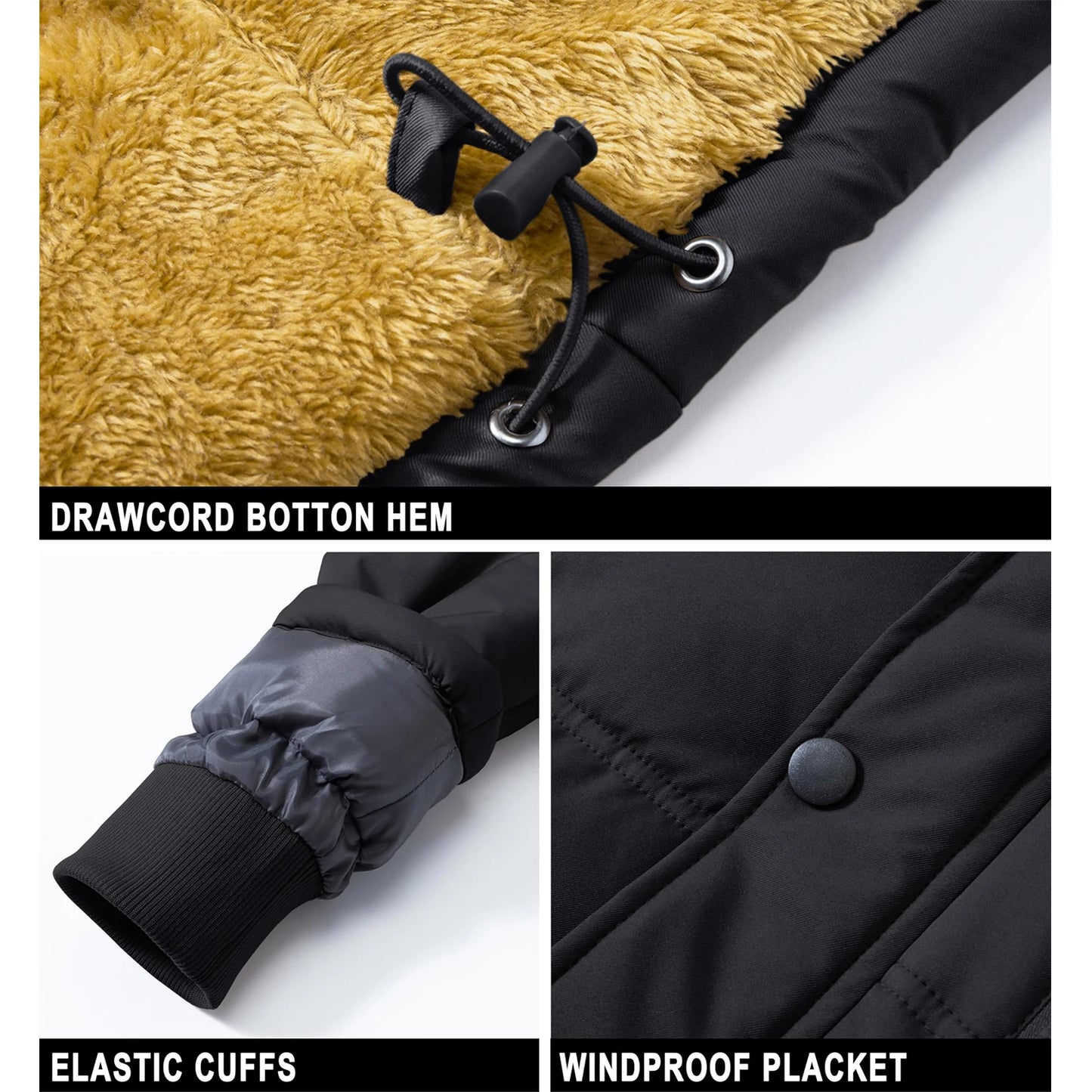 MAGCOMSEN Winter Fleece Lined Parka Jacket With Hood