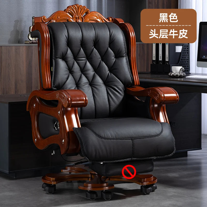 DUTRIEUX Leather Wheels Office Chair With Armrest Massage