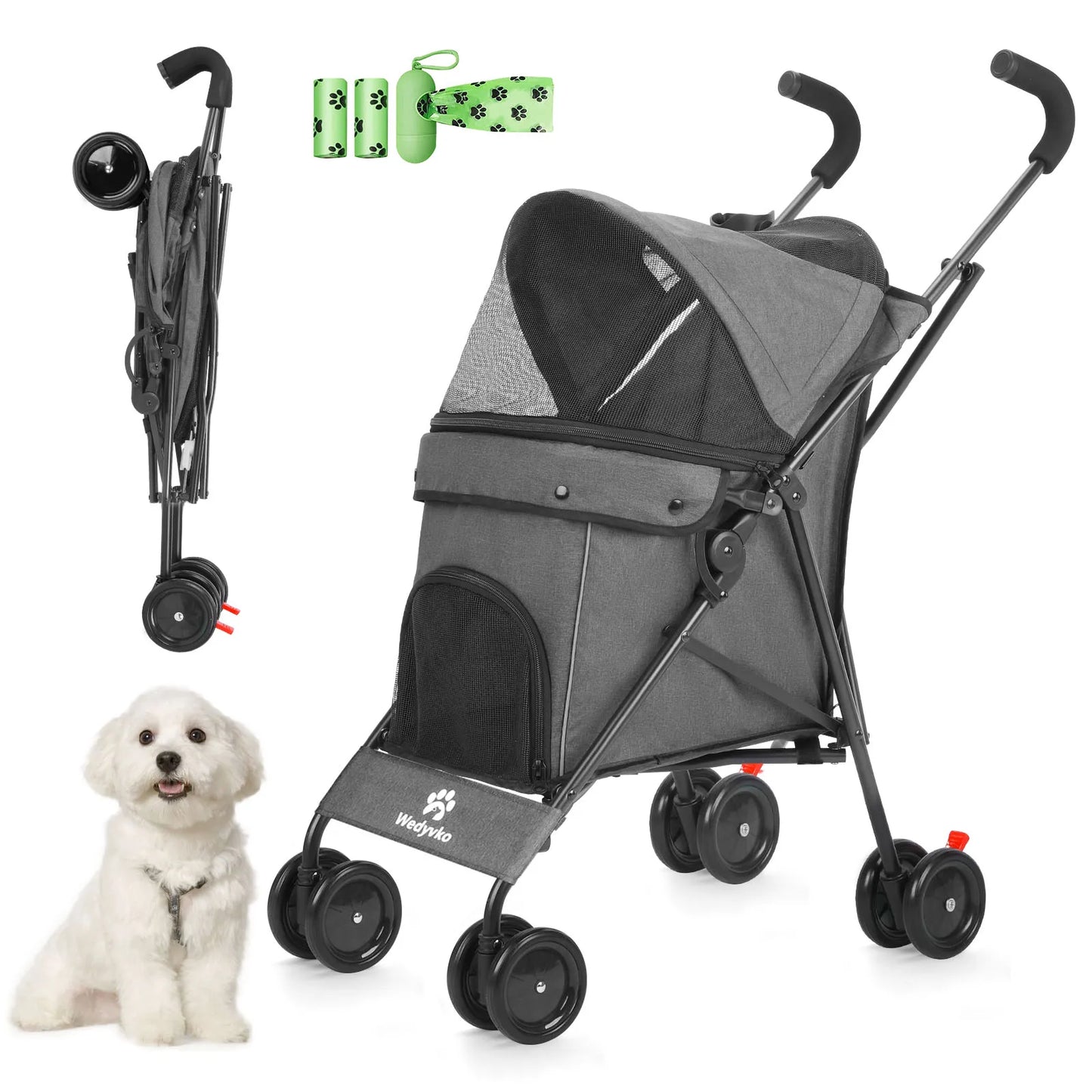 Wedyvko Pet Dog Stroller with Storage for Easy Travel