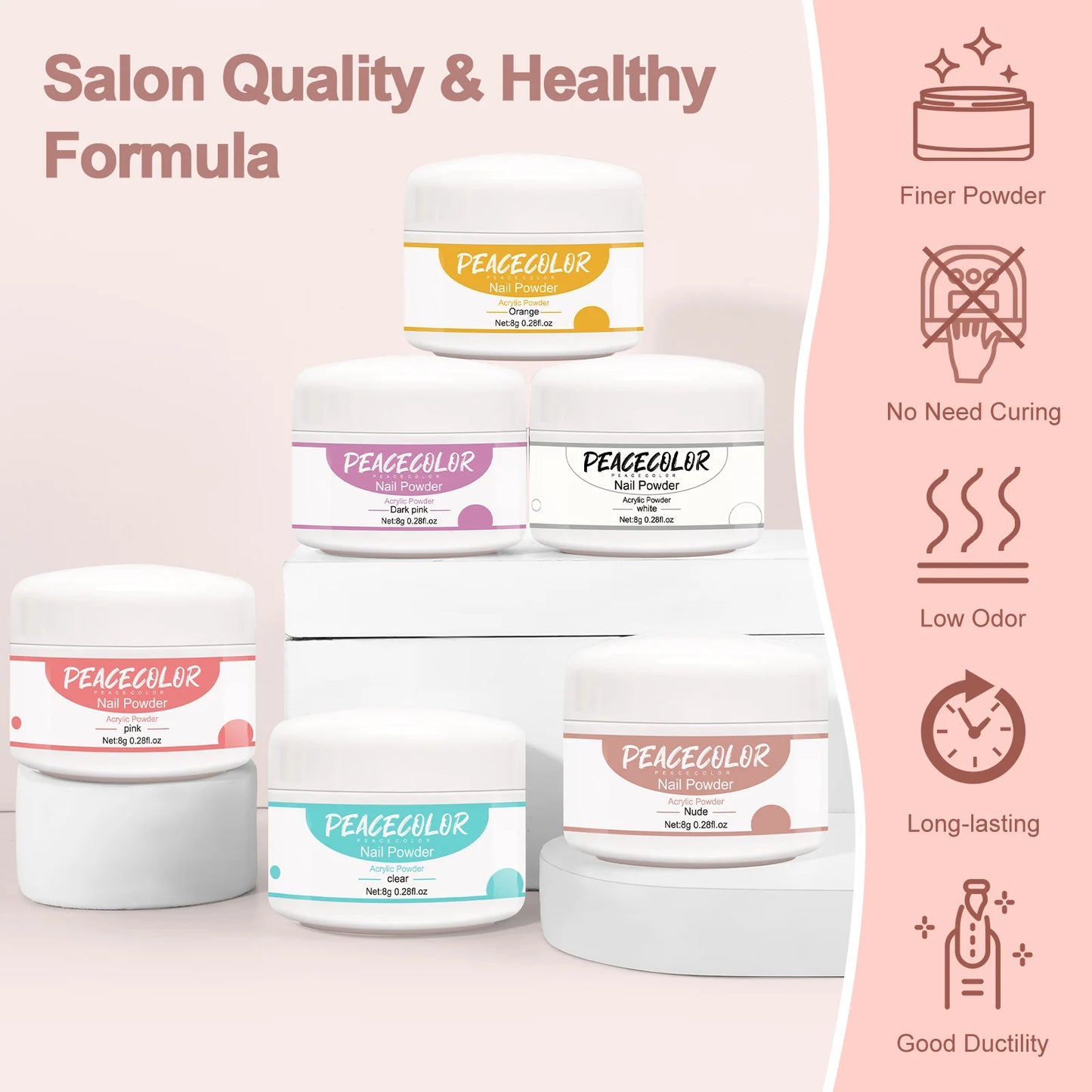 Peacecolor Manicure Kit 6W UV Lamp Acrylic Gel Polish Tools