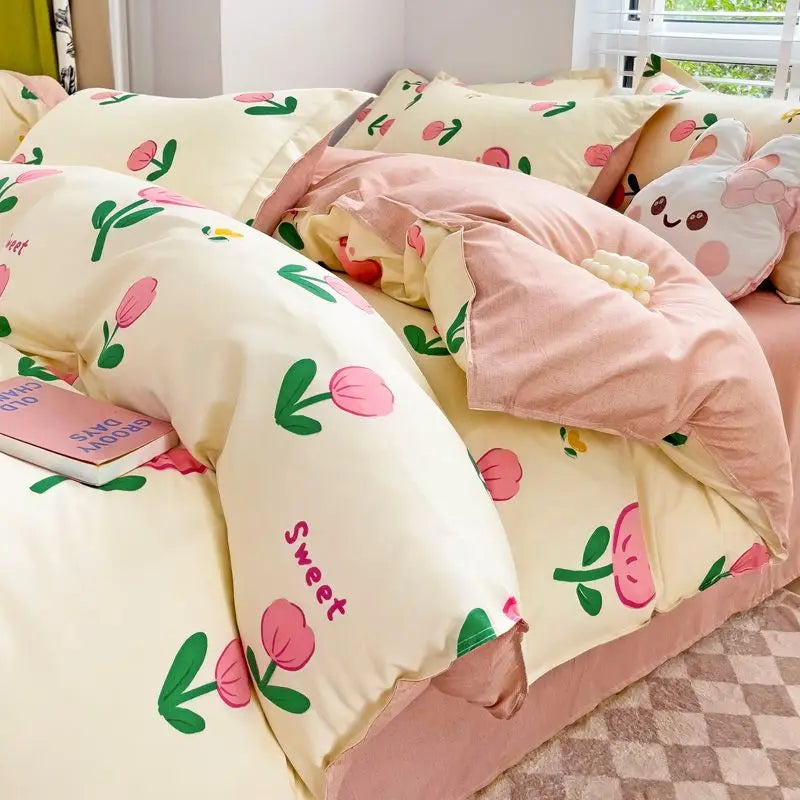 DZQCN Duvet Cover Set With Flat Sheet And Pillowcases