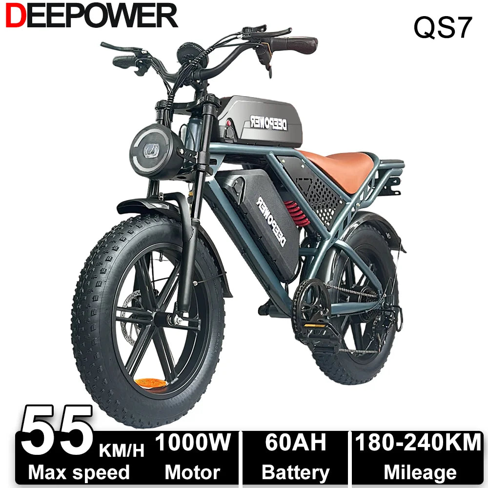 DEEPOWER QS7 1000W 48V Fat Tire Electric Bike For Adults