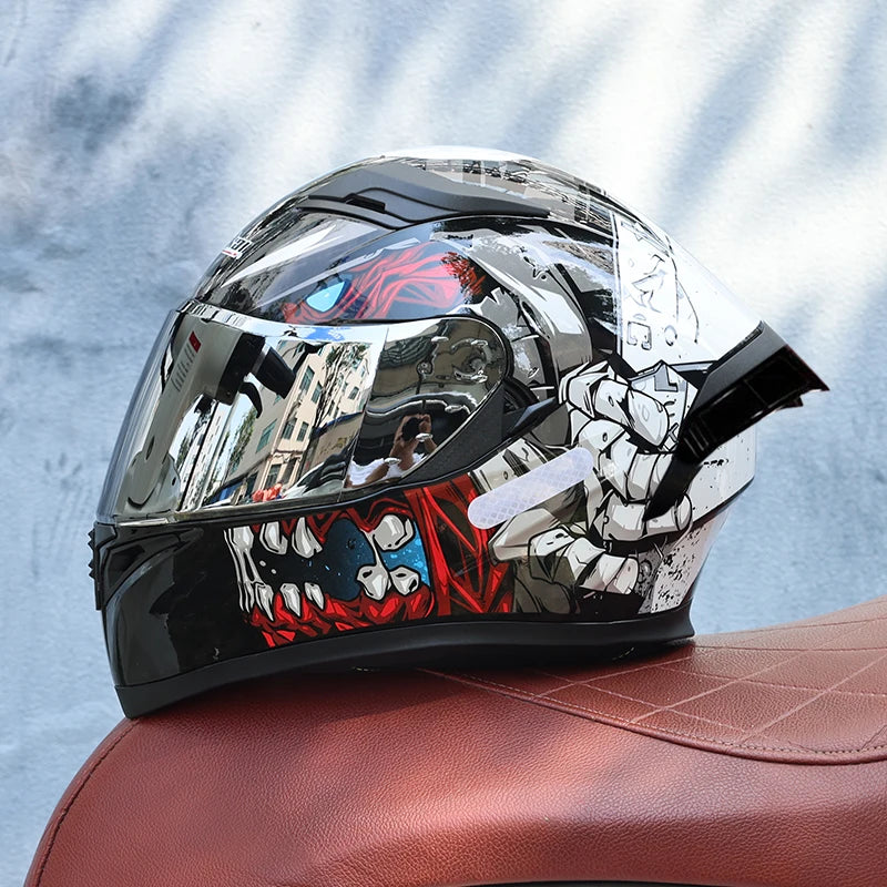 JIEKAI Full Face Motorcycle Helmet Unisex Dual Lens DOT