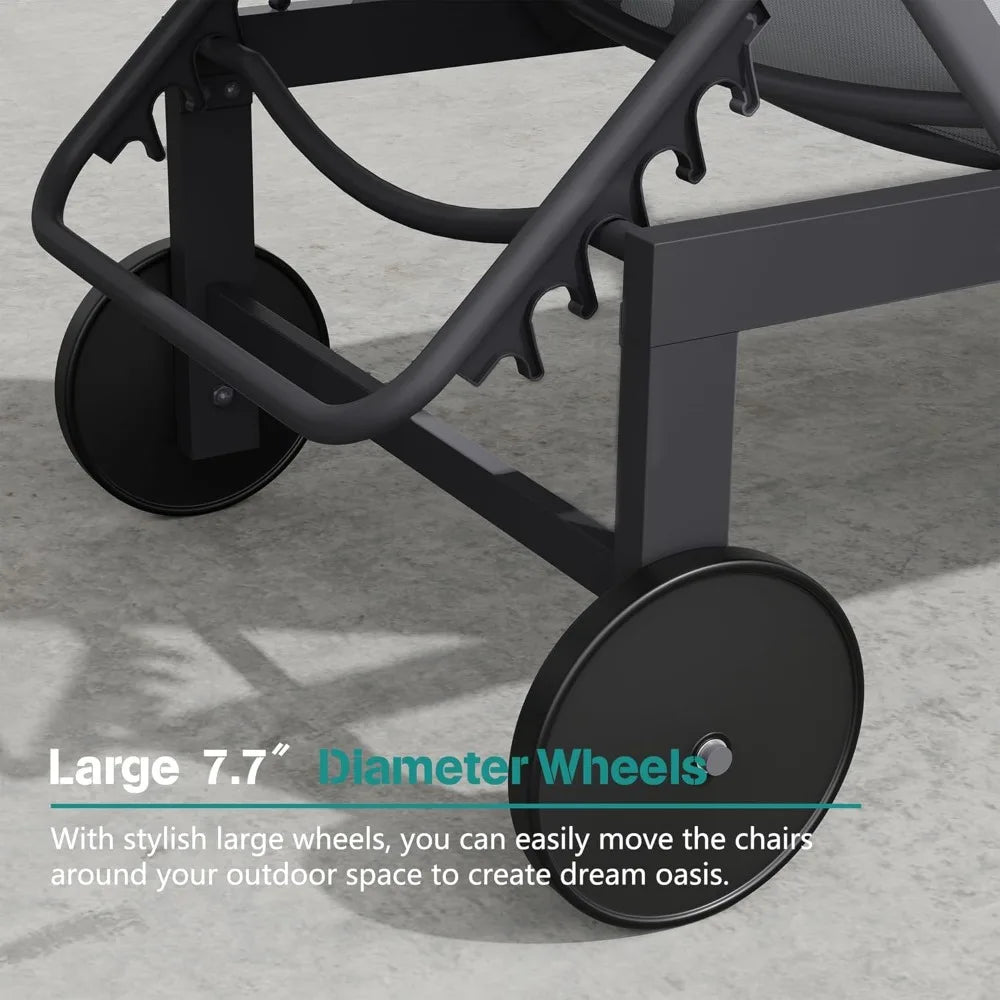 Outdoor Lounge Chairs Set Of 2 With Adjustable Backrest