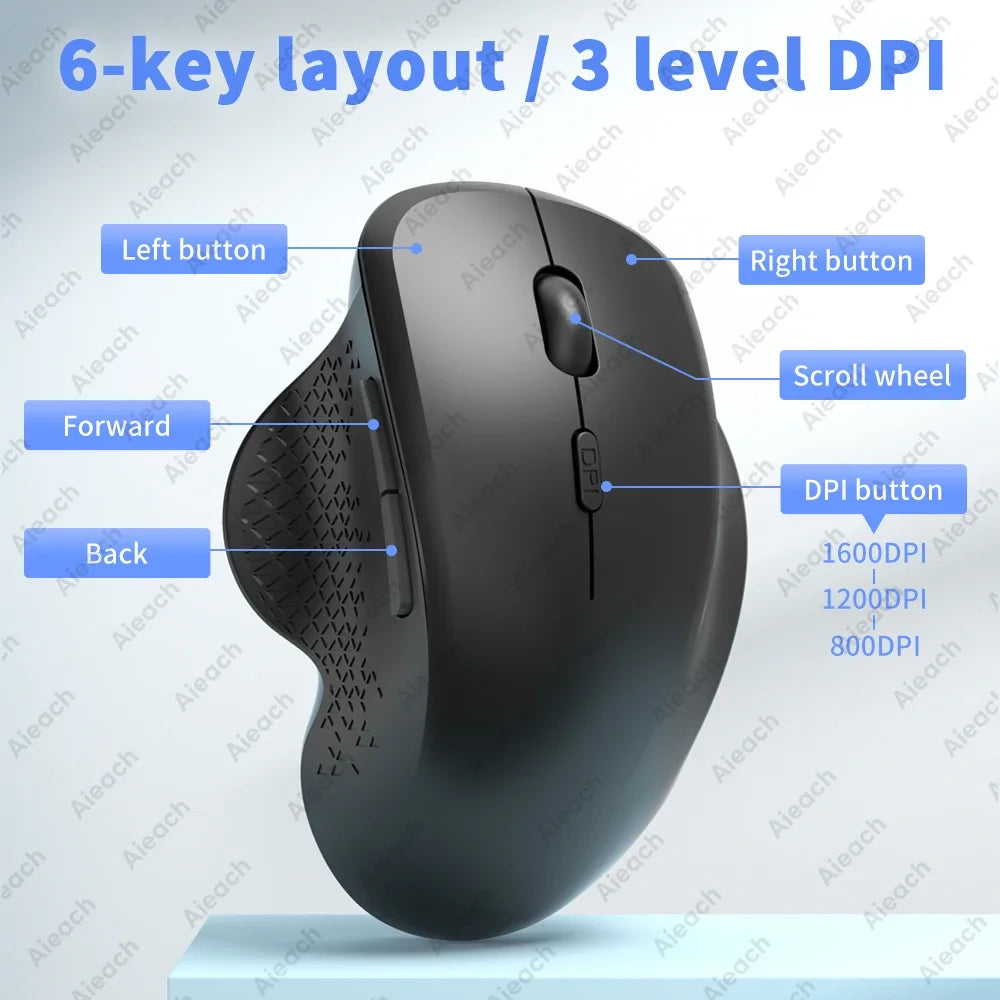 GUIG Wireless Bluetooth Mouse Ergonomic Design for Laptops