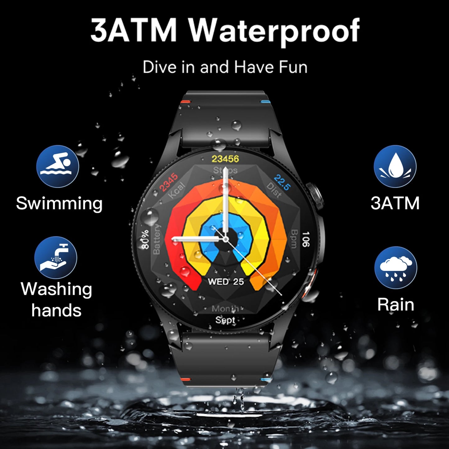 Aurafit AMOLED GPS Smartwatch For Men With Heart Rate