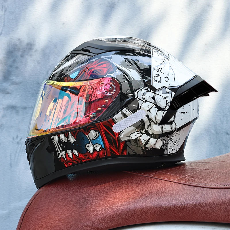 JIEKAI Full Face Motorcycle Helmet Unisex Dual Lens DOT