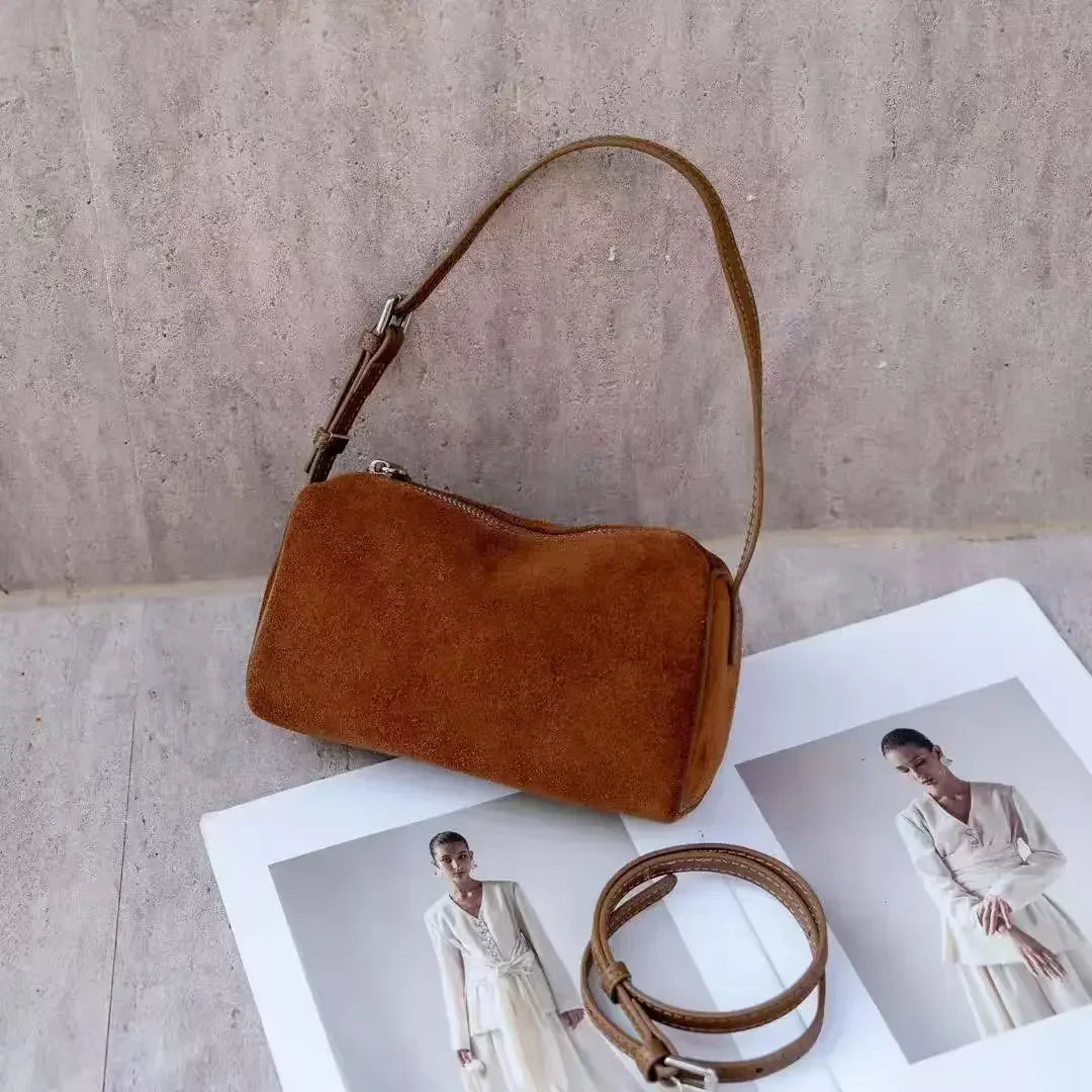 PASTECN Exquisite Pillow Bag Matte Suede Leather Crossbody