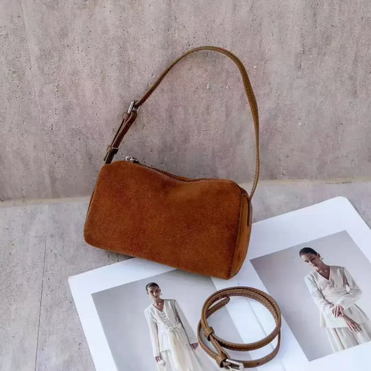 PASTECN Exquisite Pillow Bag Matte Suede Leather Crossbody