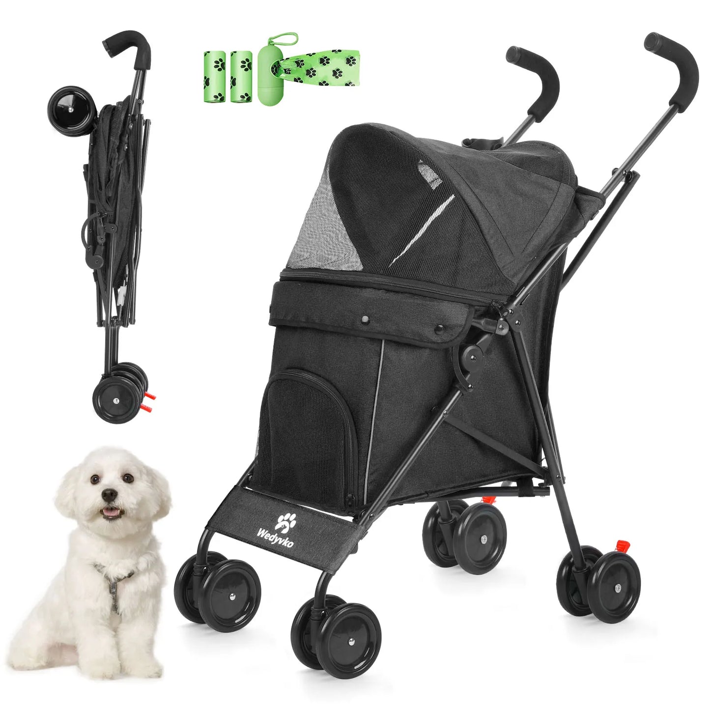 Wedyvko Pet Dog Stroller with Storage for Easy Travel