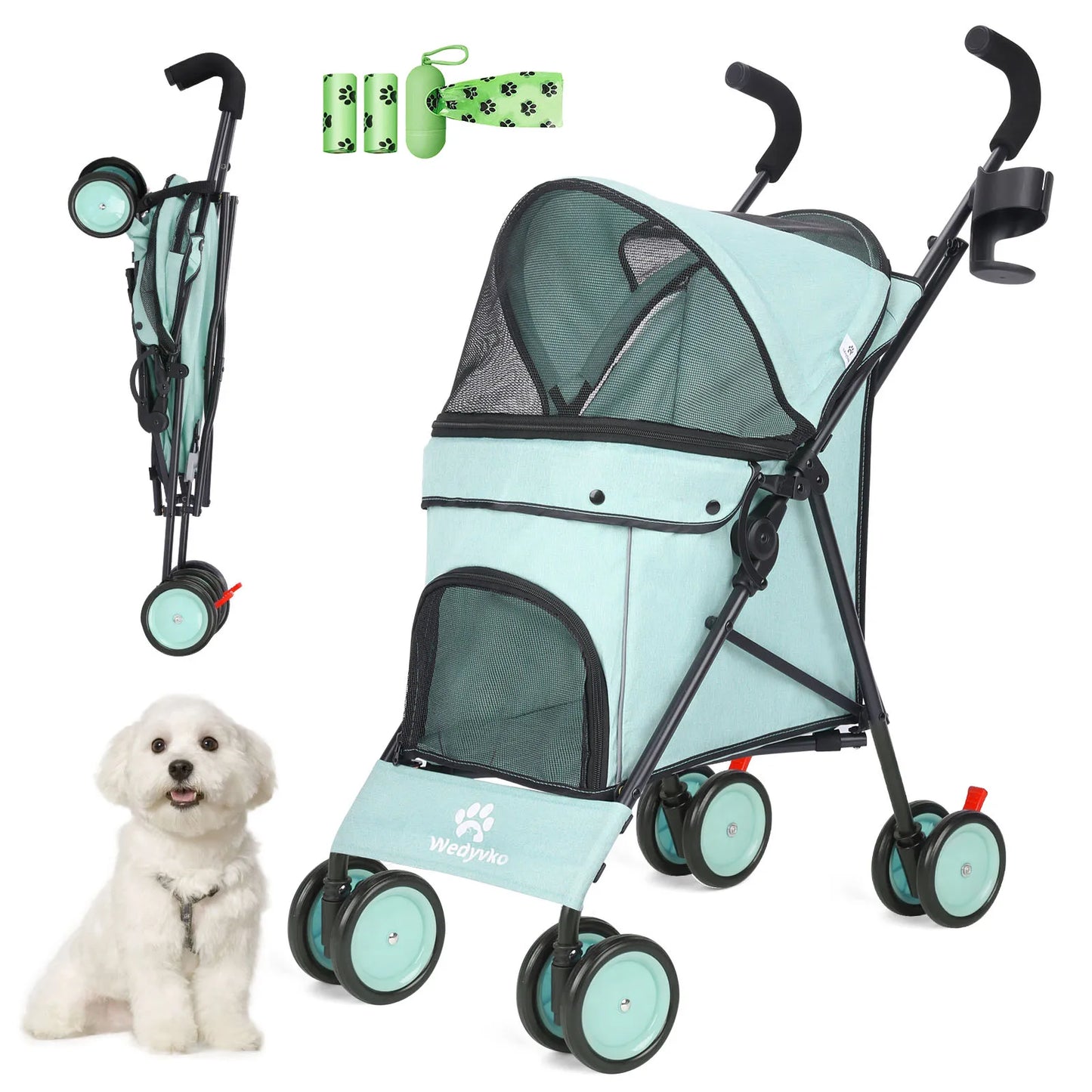Wedyvko Pet Dog Stroller with Storage for Easy Travel