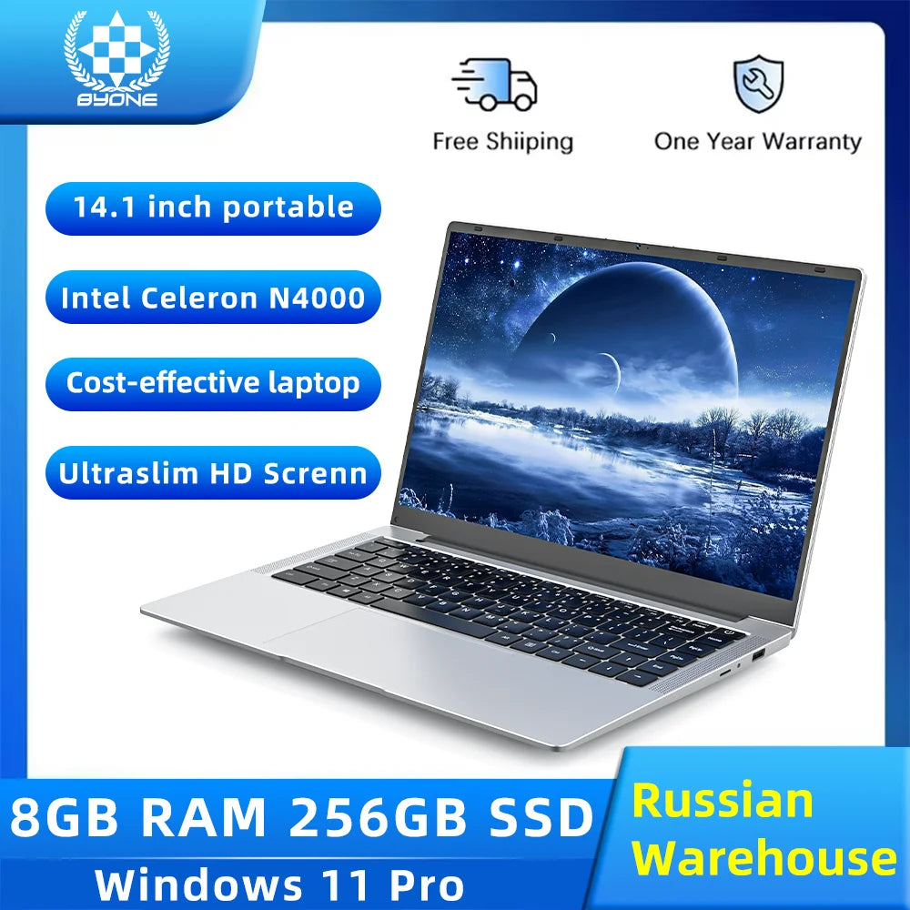 Byone N7P N4000 8GB RAM 256GB SSD Ultraslim Portable Laptop