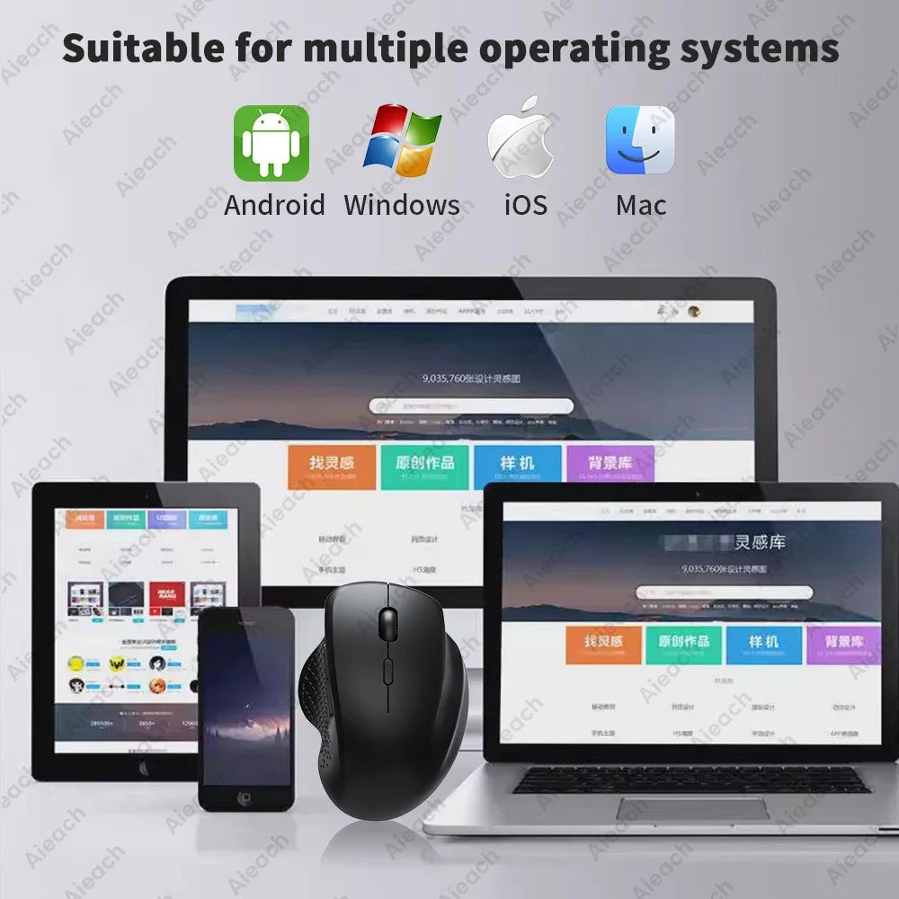 GUIG Wireless Bluetooth Mouse Ergonomic Design for Laptops