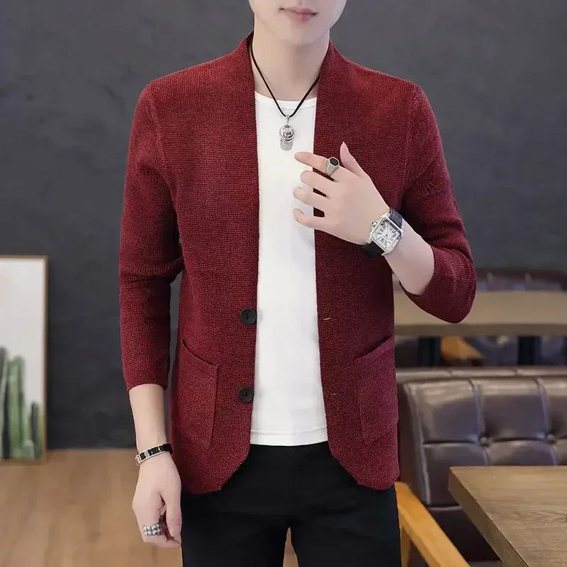 Shangkaka Knit Cardigan For Men Slim Fit Casual Sweater
