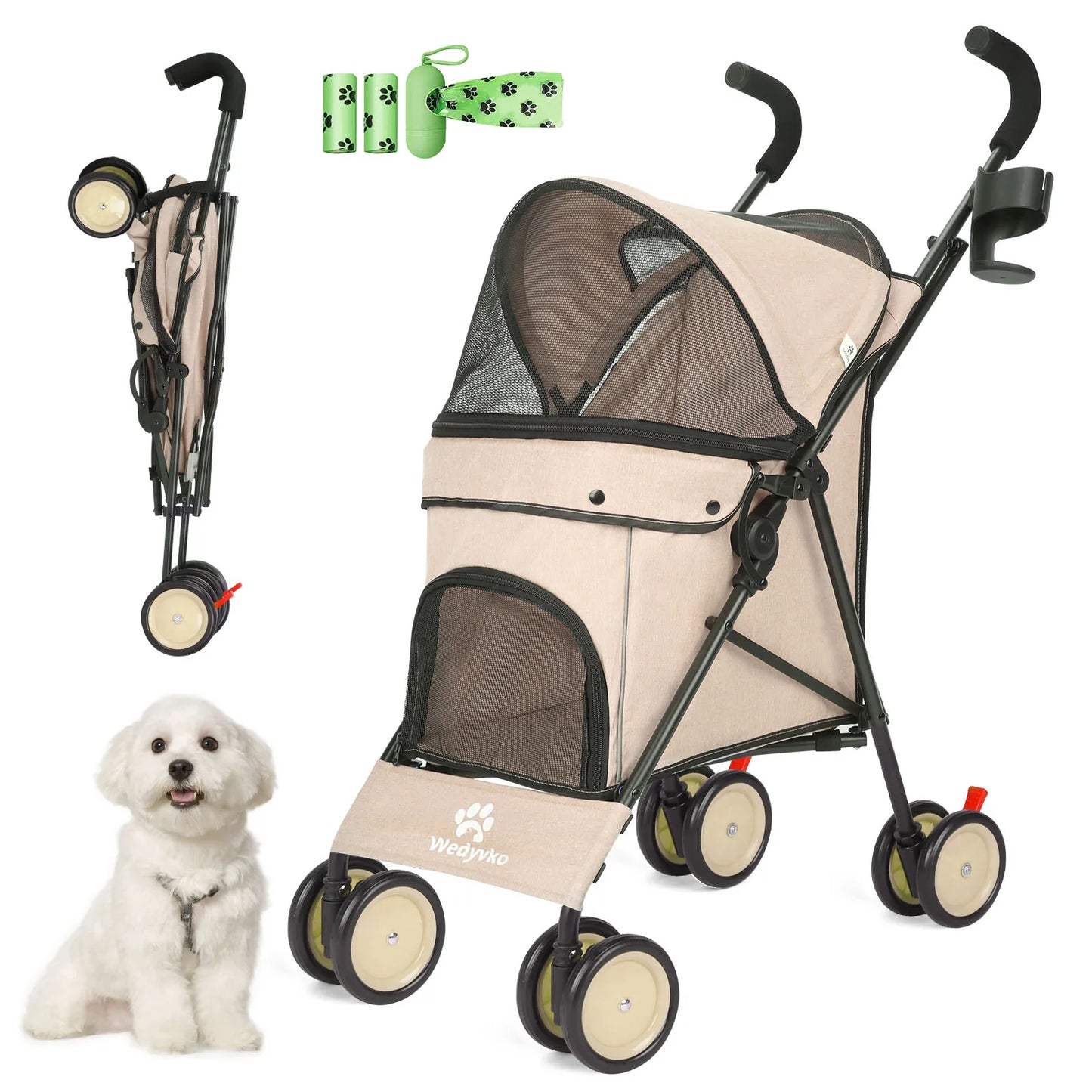 Wedyvko Pet Dog Stroller with Storage for Easy Travel