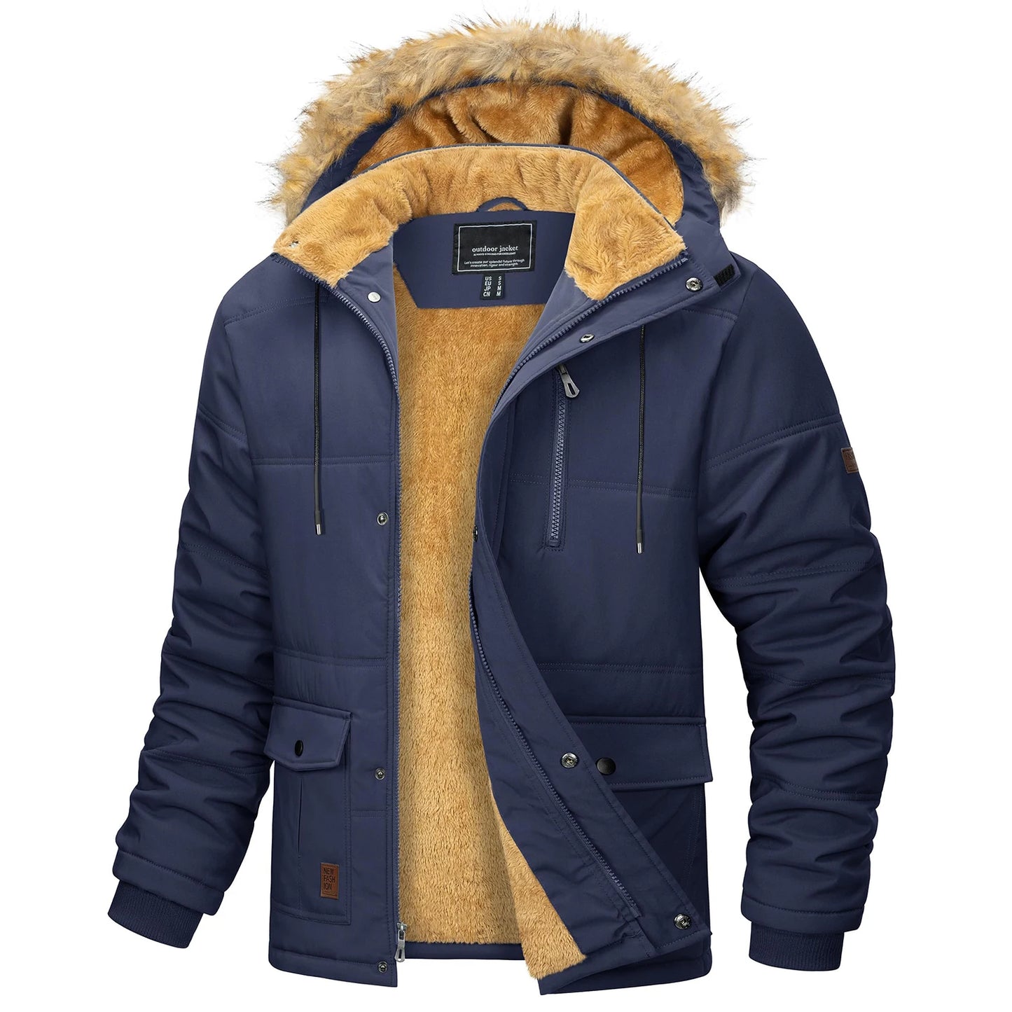 MAGCOMSEN Winter Fleece Lined Parka Jacket With Hood