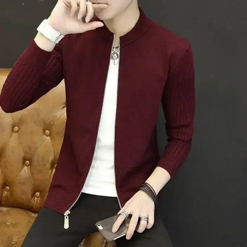 Shangkaka Knit Cardigan For Men Slim Fit Casual Sweater