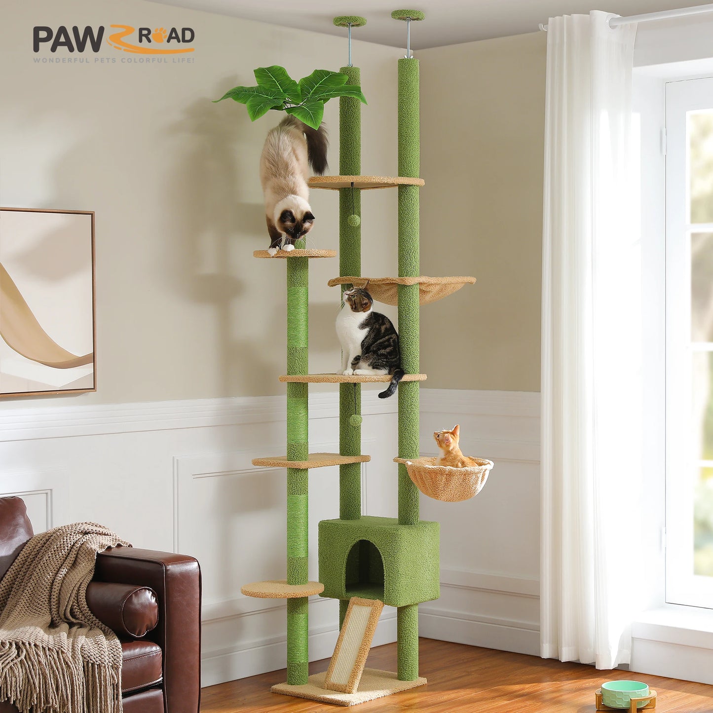 Spacious Adjustable Cat Tree Tower with Scratching Posts