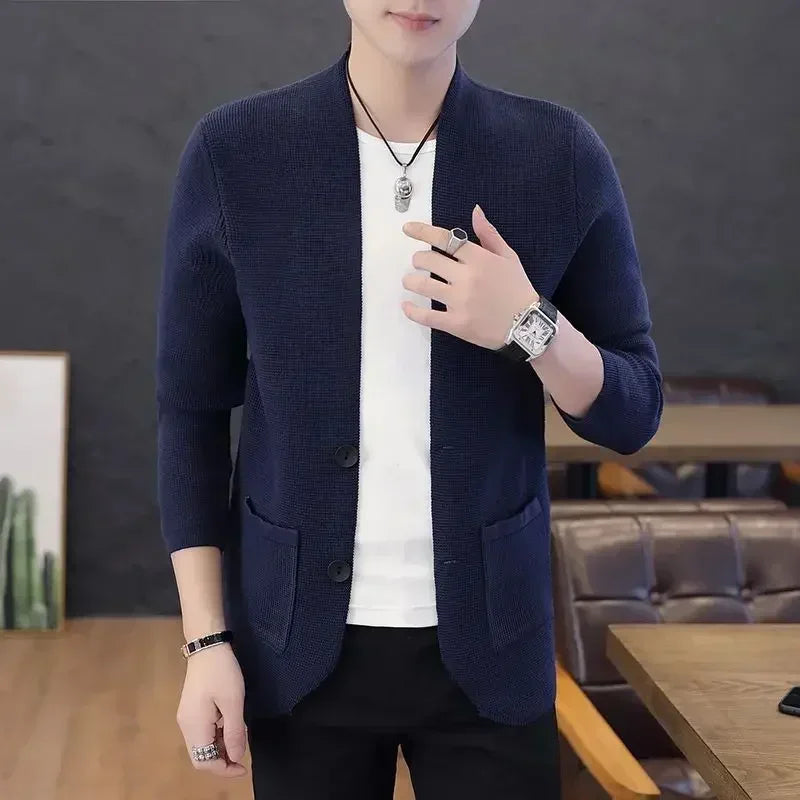 Shangkaka Knit Cardigan For Men Slim Fit Casual Sweater