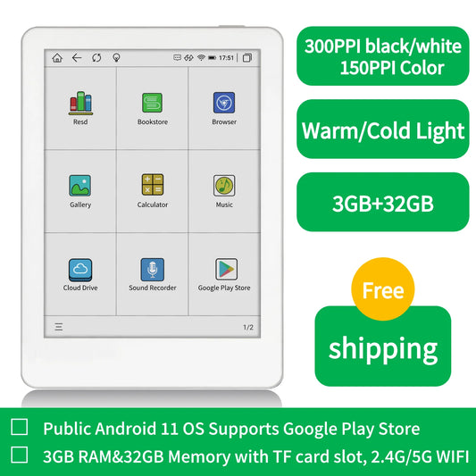 Meebook M6C Colorful Ereader with 6 Inch Display for Readers