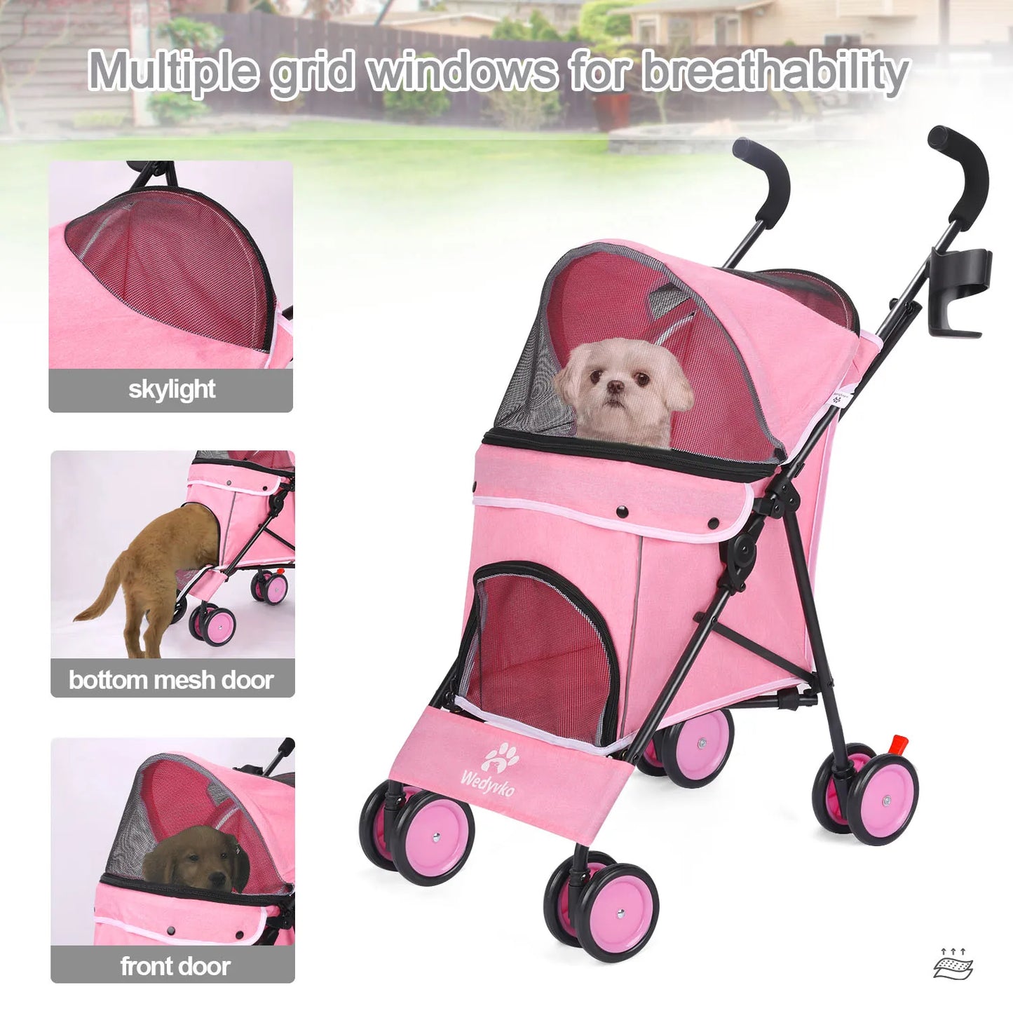 Wedyvko Pet Dog Stroller with Storage for Easy Travel