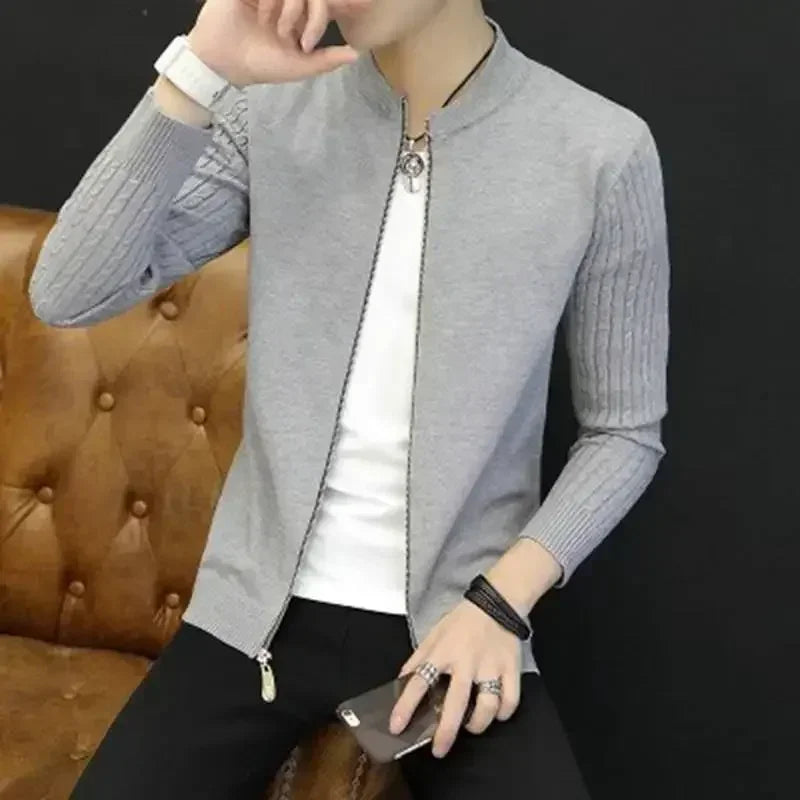 Shangkaka Knit Cardigan For Men Slim Fit Casual Sweater