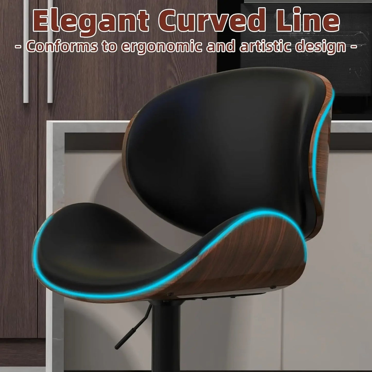 Adjustable Bar Stools Set of 2 Modern Swivel Chairs XMSJ for Kitchen