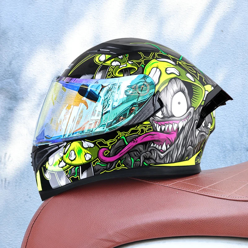 JIEKAI Full Face Motorcycle Helmet Unisex Dual Lens DOT