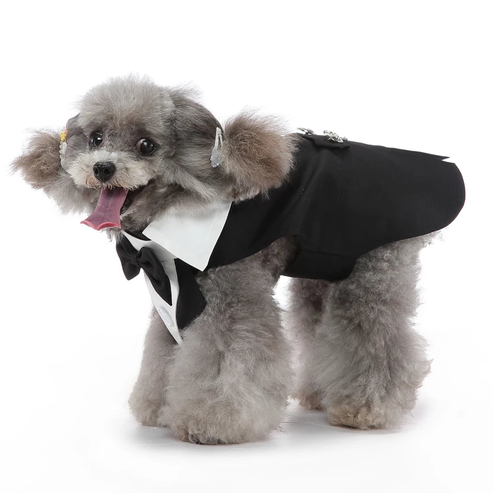 Tuxedo Dog Costume Formal Wedding Apparel for Pets