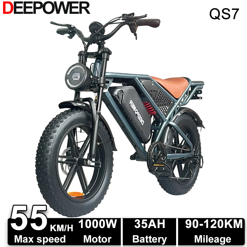 DEEPOWER QS7 1000W 48V Fat Tire Electric Bike For Adults
