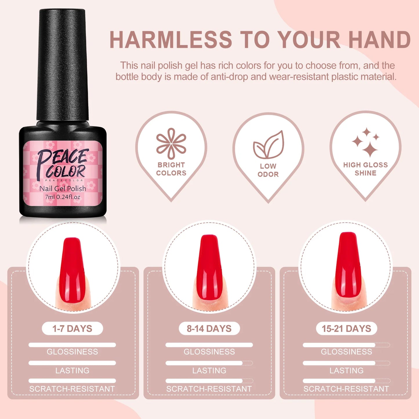 Peacecolor Manicure Kit 6W UV Lamp Acrylic Gel Polish Tools